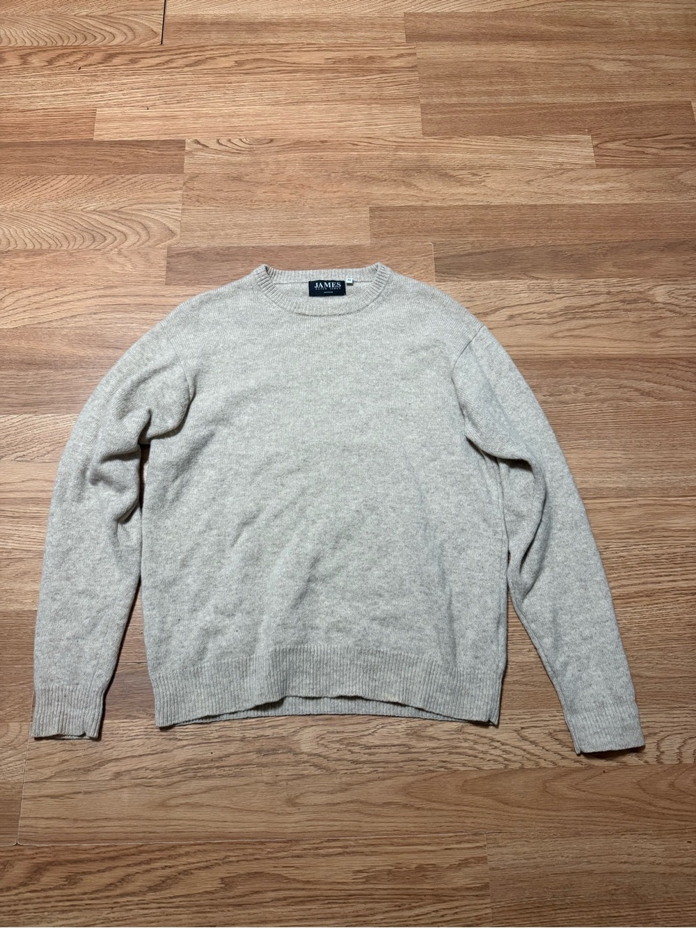 Cashmere-Blend Cream Crewneck Sweater - Men's Classic Fit